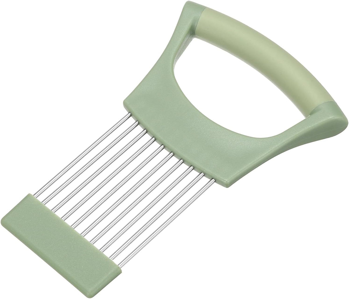 Onion Slicer Holder, Stainless Steel Vegetable Cutting Holder Food Cutter Tool for Slicing Storing Onions Tomatoes Potatoes Avocados Apples, Green