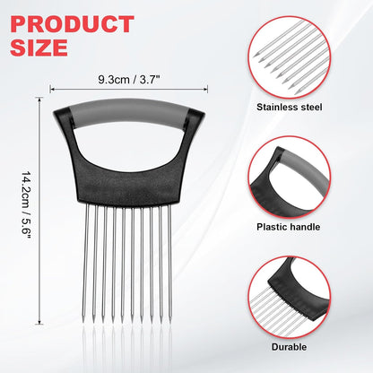 Onion Slicer Holder, Stainless Steel Vegetable Cutting Holder Food Cutter Tool for Slicing Storing Onions Tomatoes Potatoes Avocados Apples, Green
