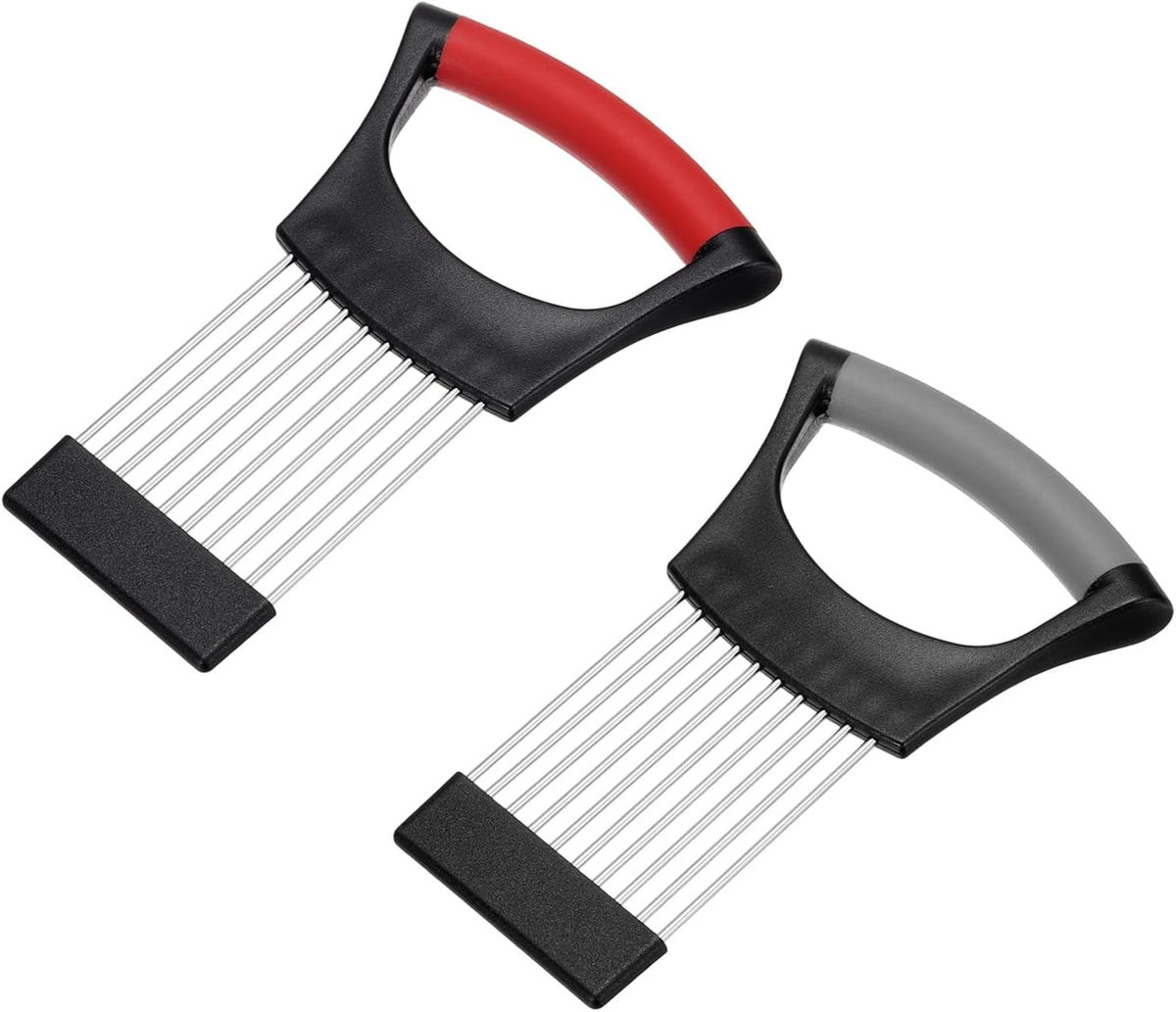 Onion Slicer Holder, Stainless Steel Vegetable Cutting Holder Food Cutter Tool for Slicing Storing Onions Tomatoes Potatoes Avocados Apples, Green