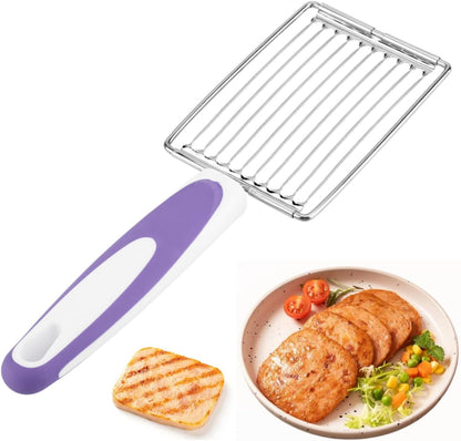 Tomato Cutter, Stainless Luncheon Meat Cutter Tomato Slicers Fruits Cutter Stainless Steel Meat Cutter with Handle for Soft Tomato Ham Egg(Purple)