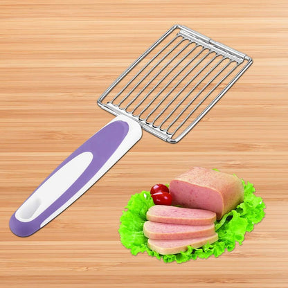 Tomato Cutter, Stainless Luncheon Meat Cutter Tomato Slicers Fruits Cutter Stainless Steel Meat Cutter with Handle for Soft Tomato Ham Egg(Purple)