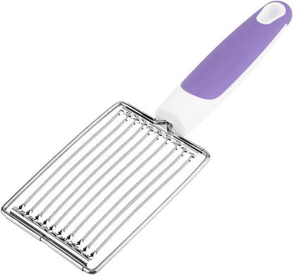 Tomato Cutter, Stainless Luncheon Meat Cutter Tomato Slicers Fruits Cutter Stainless Steel Meat Cutter with Handle for Soft Tomato Ham Egg(Purple)