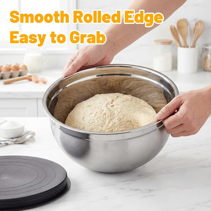 Mixing Bowls with Lids, 2 Pack 4 QT Stackable Stainless Steel Mixing Bowls Set with Lids, Metal Nesting Bowl for Kitchen, Baking, Food Prepping and Serving