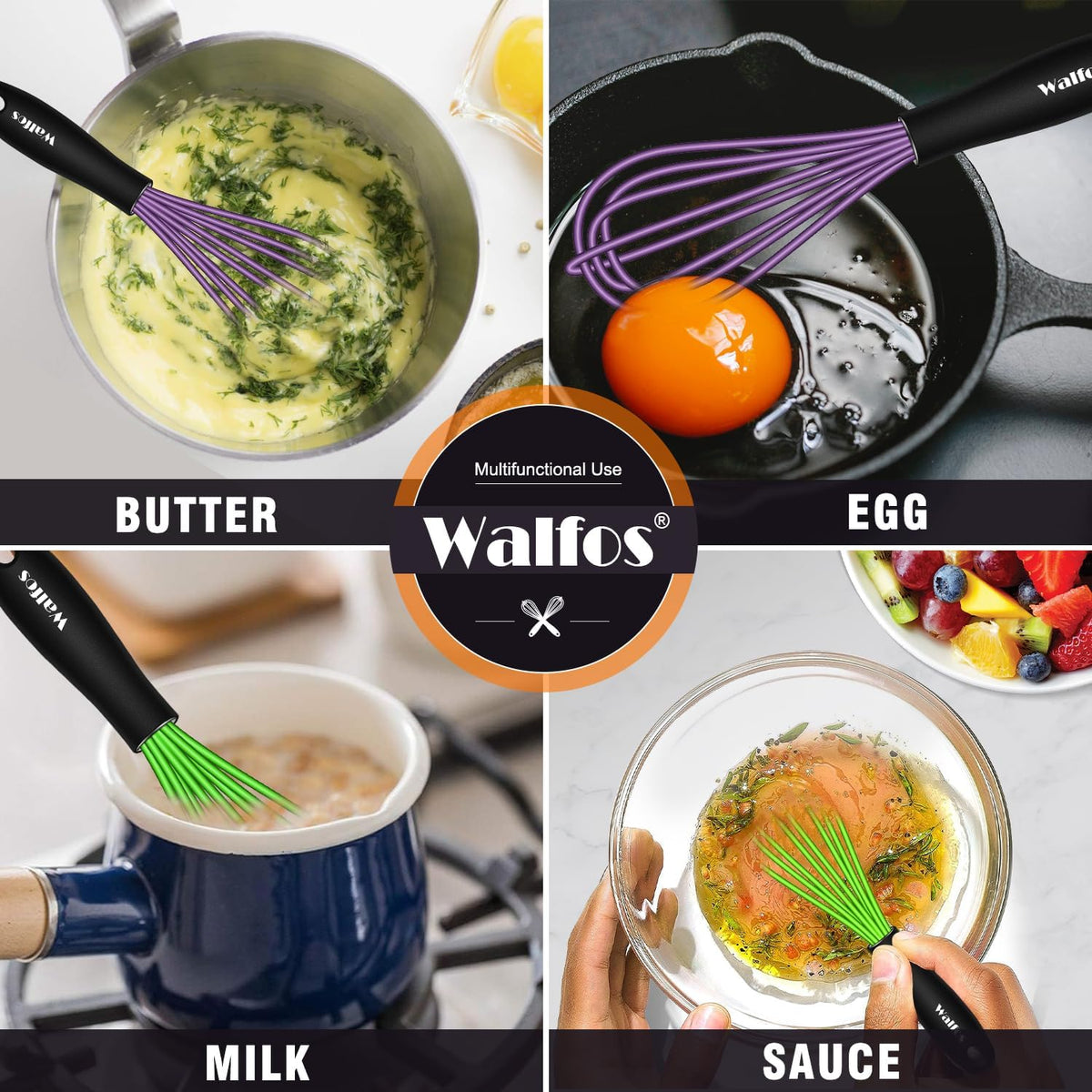 Whisk,7+9+11in Silicone whisk, BPA free Whisks for Cooking Non Scratch. Heat Resistant(480°F) Wisk. Perfect for Blending, Mixing, Beating etc.Dishwasher Safe.Set of 3 (Colorful)