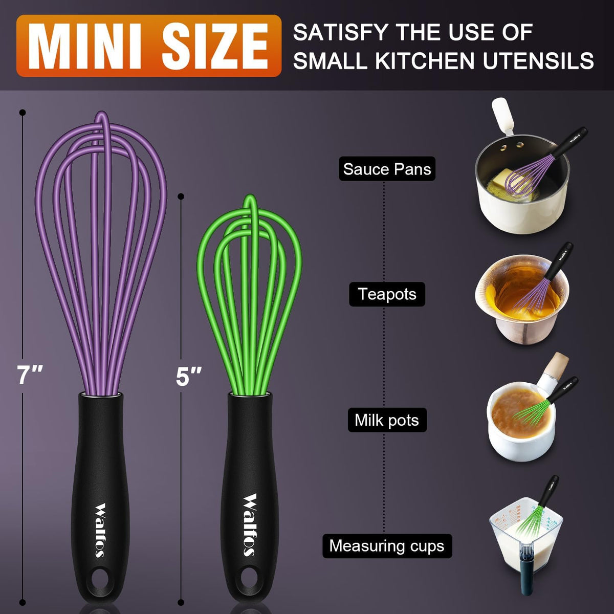Whisk,7+9+11in Silicone whisk, BPA free Whisks for Cooking Non Scratch. Heat Resistant(480°F) Wisk. Perfect for Blending, Mixing, Beating etc.Dishwasher Safe.Set of 3 (Colorful)