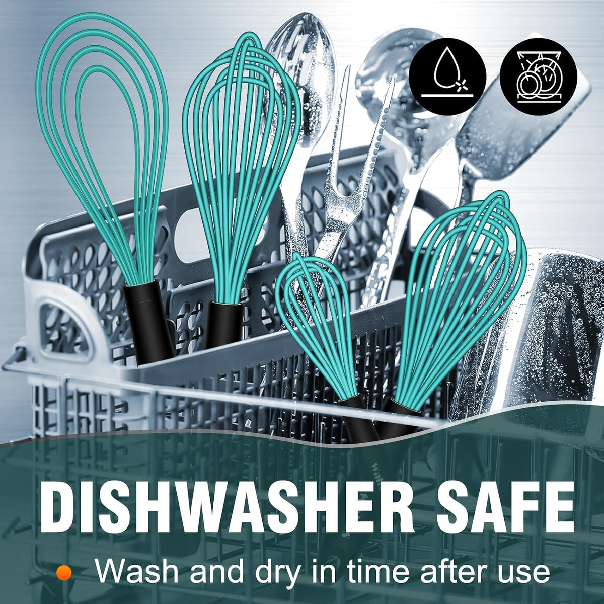Whisk,7+9+11in Silicone whisk, BPA free Whisks for Cooking Non Scratch. Heat Resistant(480°F) Wisk. Perfect for Blending, Mixing, Beating etc.Dishwasher Safe.Set of 3 (Colorful)