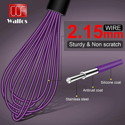 Whisk,7+9+11in Silicone whisk, BPA free Whisks for Cooking Non Scratch. Heat Resistant(480°F) Wisk. Perfect for Blending, Mixing, Beating etc.Dishwasher Safe.Set of 3 (Colorful)