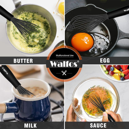 Whisk,7+9+11in Silicone whisk, BPA free Whisks for Cooking Non Scratch. Heat Resistant(480°F) Wisk. Perfect for Blending, Mixing, Beating etc.Dishwasher Safe.Set of 3 (Colorful)