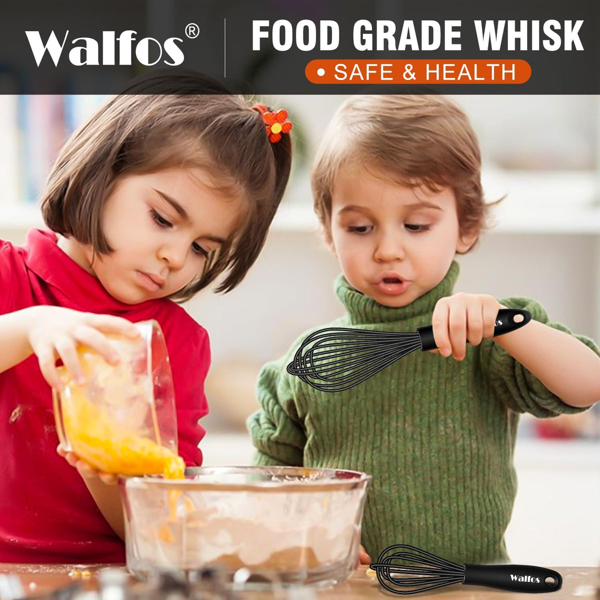 Whisk,7+9+11in Silicone whisk, BPA free Whisks for Cooking Non Scratch. Heat Resistant(480°F) Wisk. Perfect for Blending, Mixing, Beating etc.Dishwasher Safe.Set of 3 (Colorful)