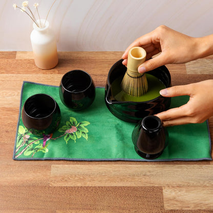 Whisk Set- Matcha Set includes Matcha Whisk and Bowl (Bowl with Spout), Sifter, Holder and Scoop- The Perfect Bamboo Whisk for Matcha Tea (Molted Green)