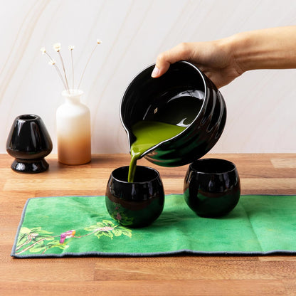 Whisk Set- Matcha Set includes Matcha Whisk and Bowl (Bowl with Spout), Sifter, Holder and Scoop- The Perfect Bamboo Whisk for Matcha Tea (Molted Green)