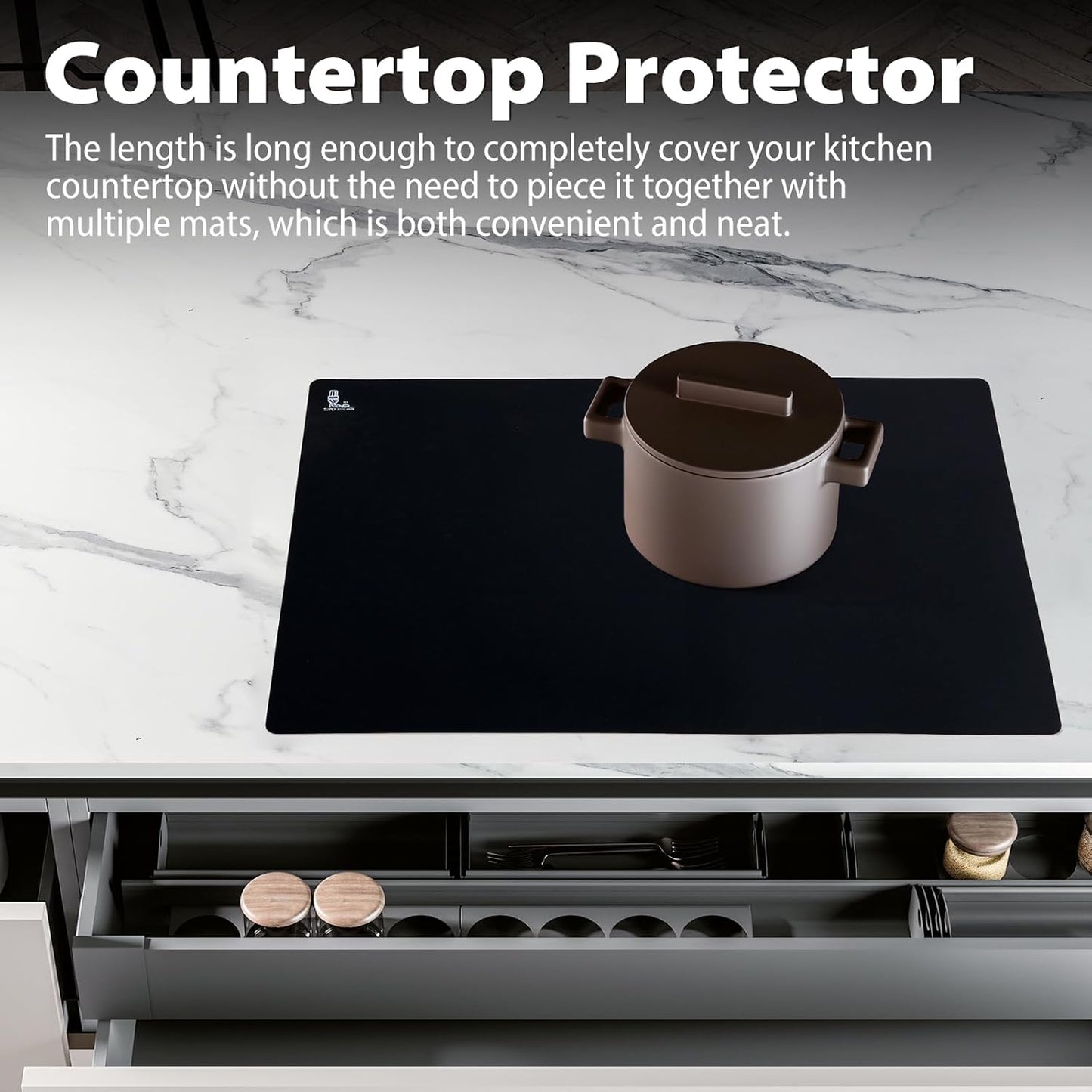 Thick Silicone Counter Mat Large 23.4x15.6" for Kitchen Countertop Crafts | Kitchen Table/Countertop Protector/Non Stick Pastry Baking Placemats Silicone Pad Crafts Kid Heat Resistant White Translucent