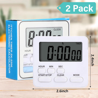 6 Pcs Digital Kitchen Timer 24 Hour Clock and Alarm Function Timer On/Off Switch Minute Second Count up Countdown Loud Alarm for Exercise Cook Baking