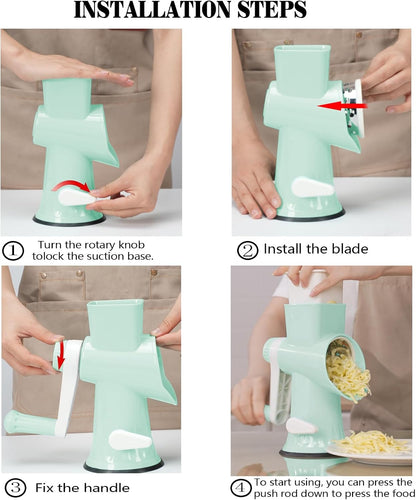 Cheese Grater with Handle,Multifunctional Rotary Cheese Grater