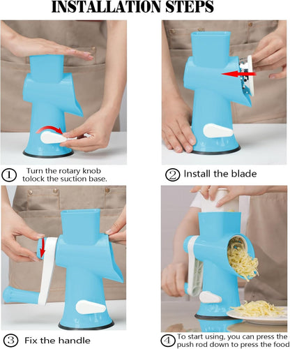 Cheese Grater with Handle,Multifunctional Rotary Cheese Grater