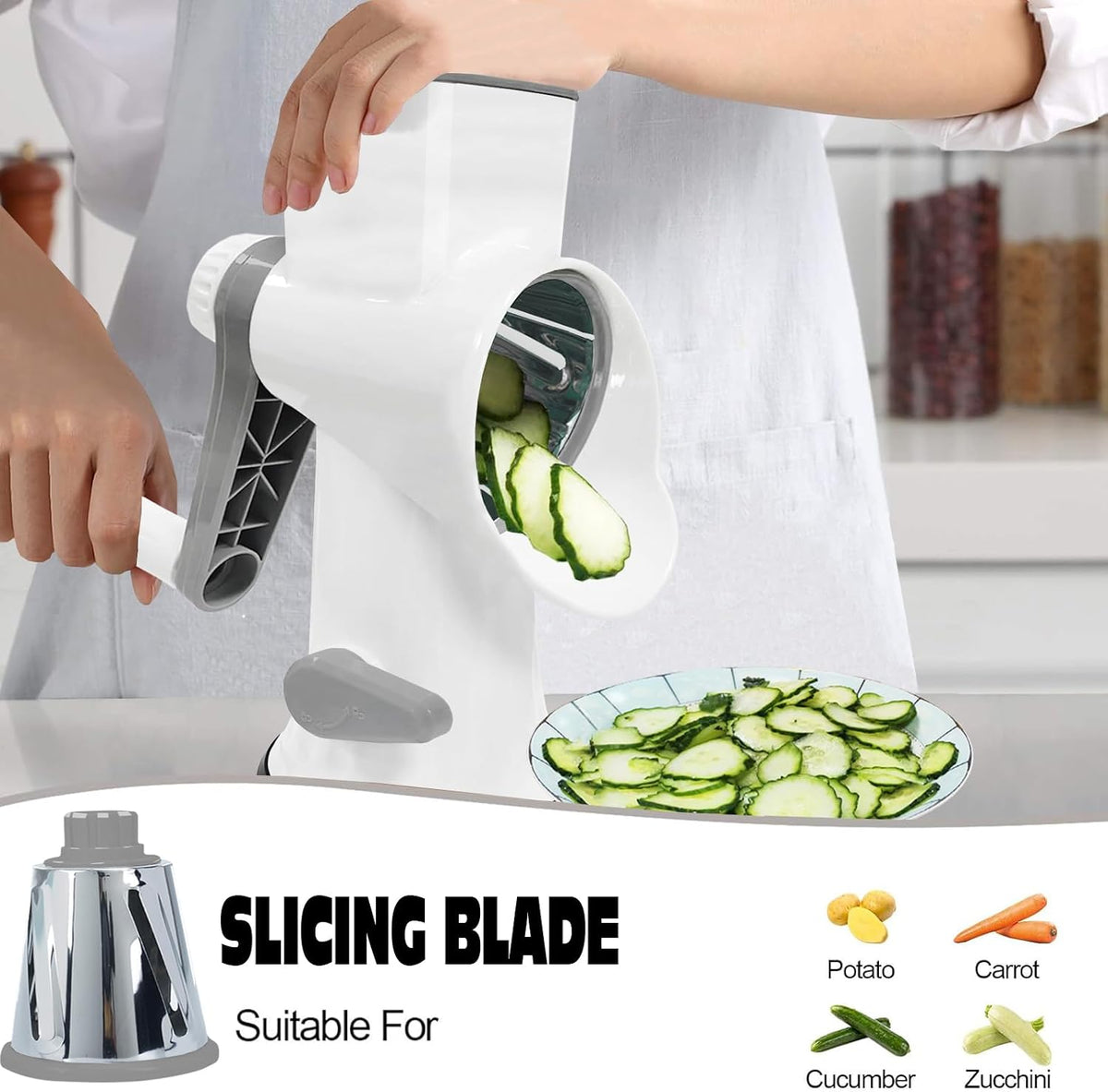 Cheese Grater with Handle,Multifunctional Rotary Cheese Grater