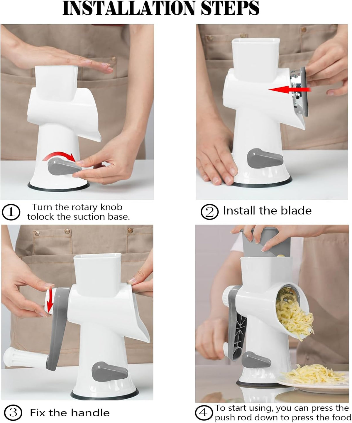 Cheese Grater with Handle,Multifunctional Rotary Cheese Grater