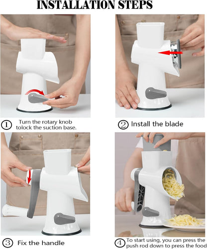 Cheese Grater with Handle,Multifunctional Rotary Cheese Grater