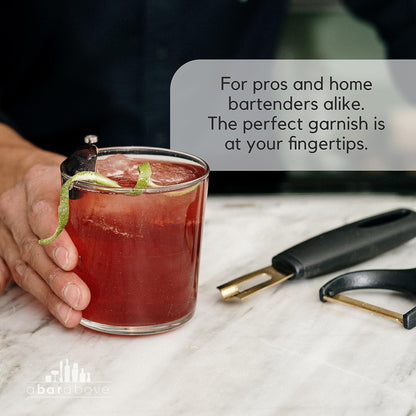 Channel Knife, Black Ergonomic Handle Stainless Steel Blade | Chef Grade Citrus Garnish Tool, Zester and Fruit Peeler, For Cocktails, Culinary Presentation, Kitchen and Bar Use, Handy Fit
