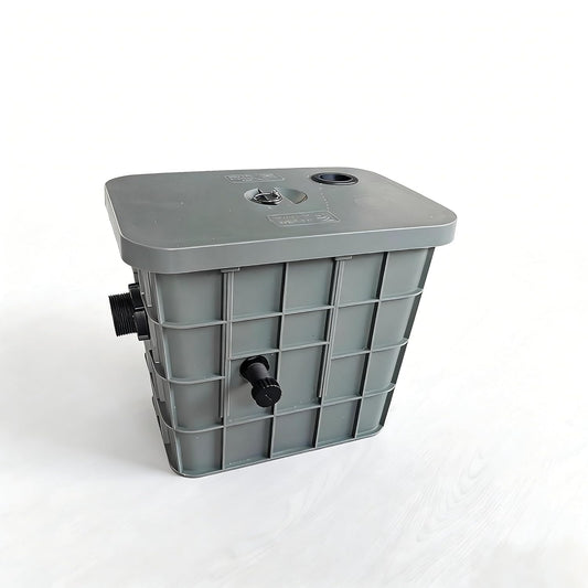 PP Plastic Grease Trap 15L, 6LB Lightweight & Corrosion Resistant Under Sink Oil Water Separator with 6-Stage Filtration & Left Outlet, Kitchen Wastewater Filter