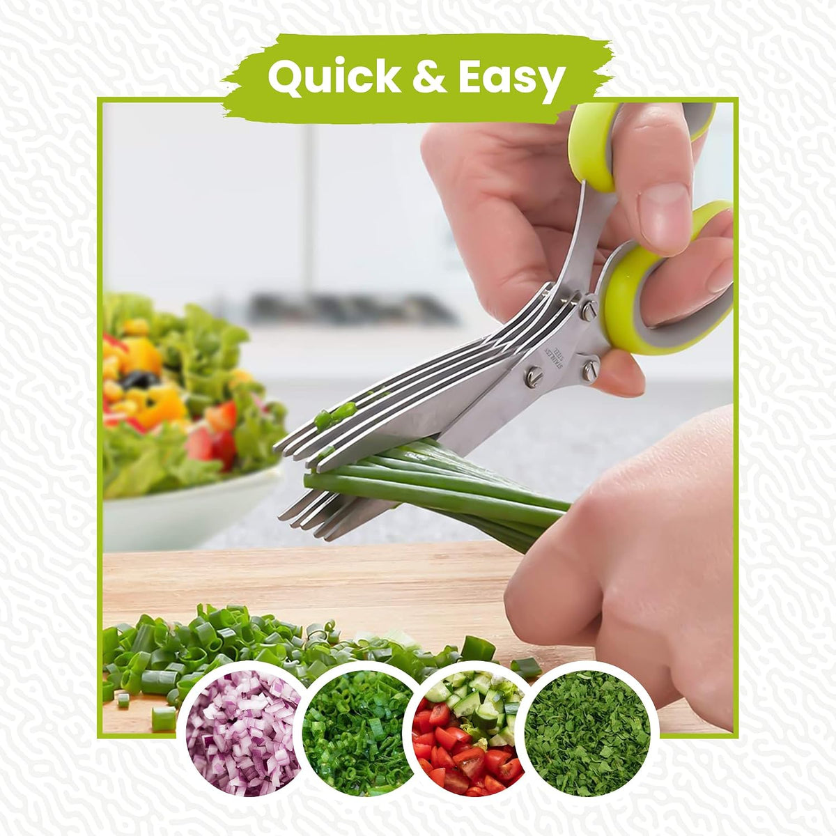 5-Blade Stainless Steel Herb Scissors with Cleaning Comb & Vegetable Peeler – Multi-Use Herb Cutter for Basil, Parsley, Cilantro & Kale