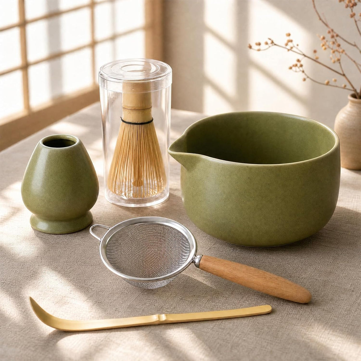 5-Piece Matcha Whisk Set, Green