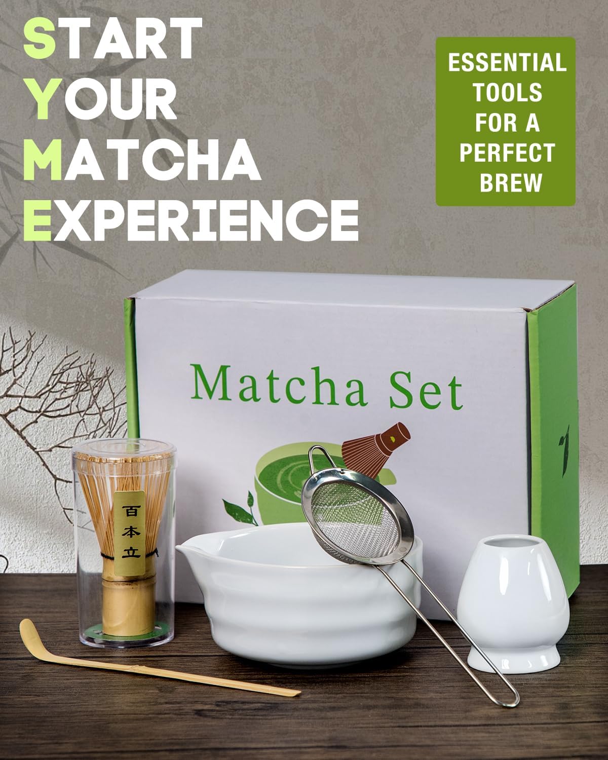 5-Piece Matcha Whisk Set, Green