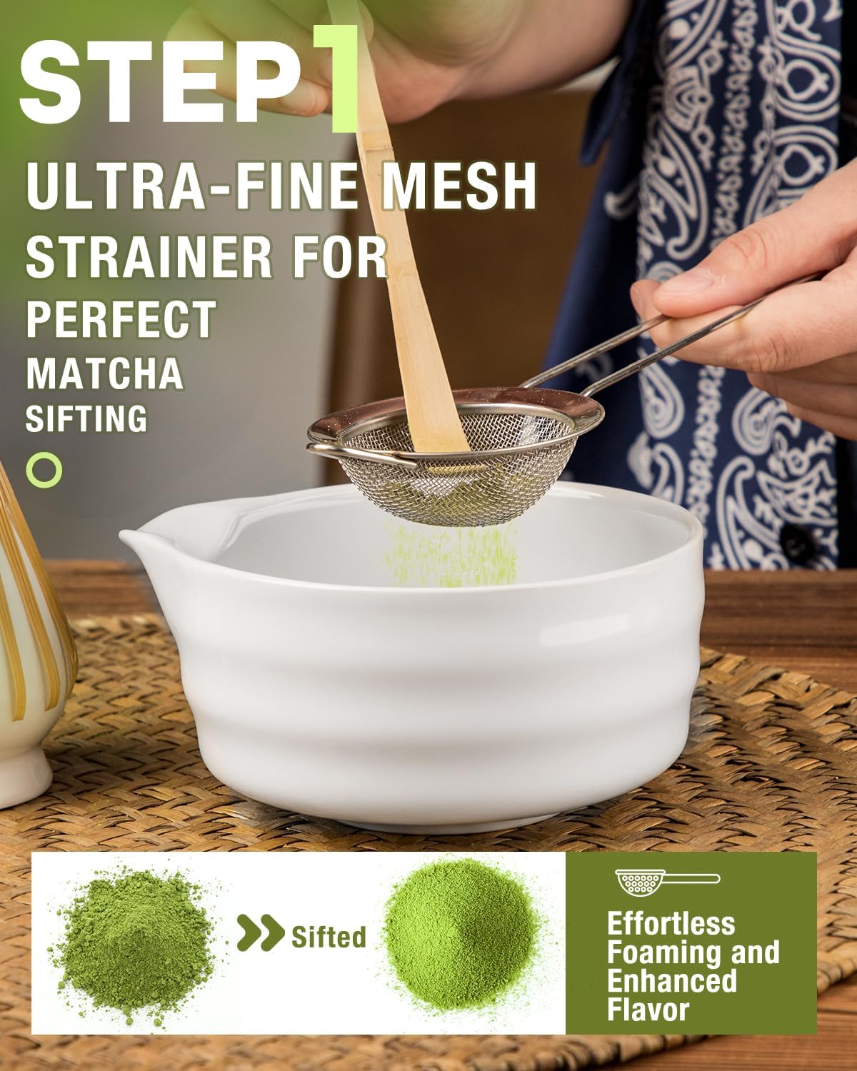 5-Piece Matcha Whisk Set, Green