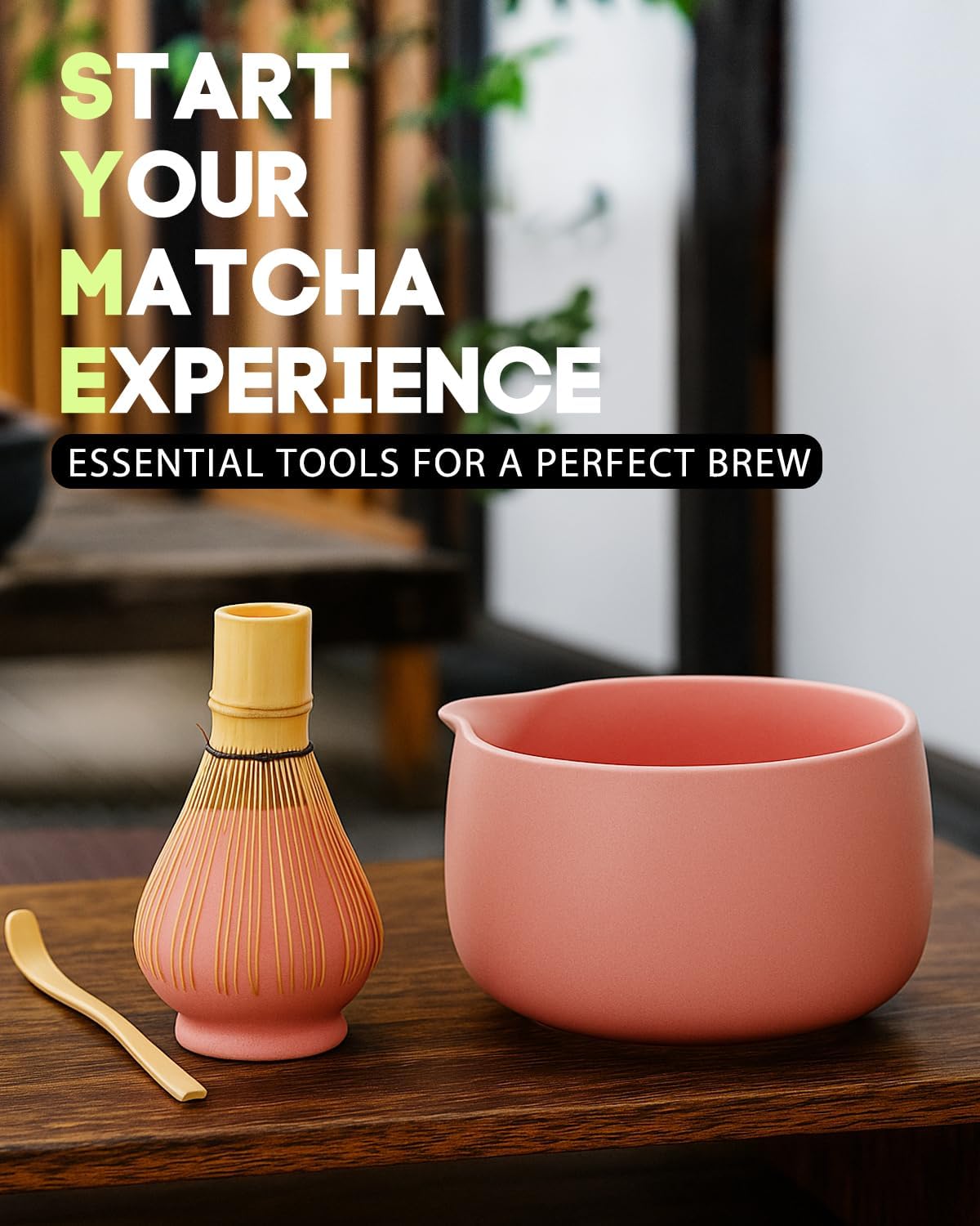 5-Piece Matcha Whisk Set, Green