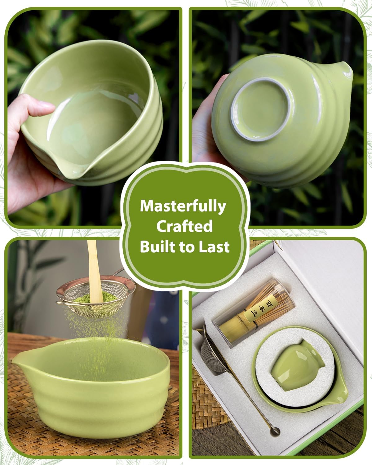 5-Piece Matcha Whisk Set, Green