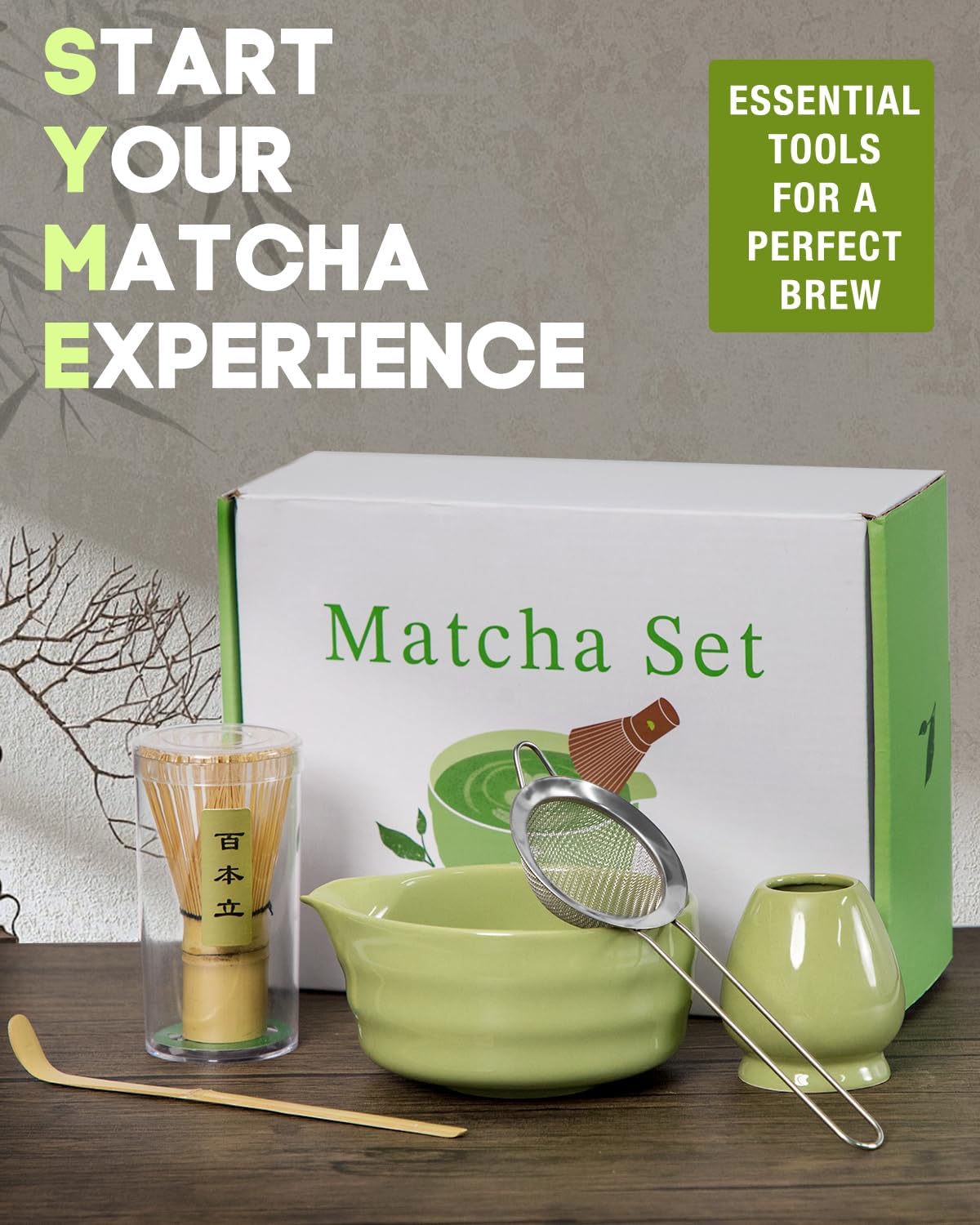 5-Piece Matcha Whisk Set, Green