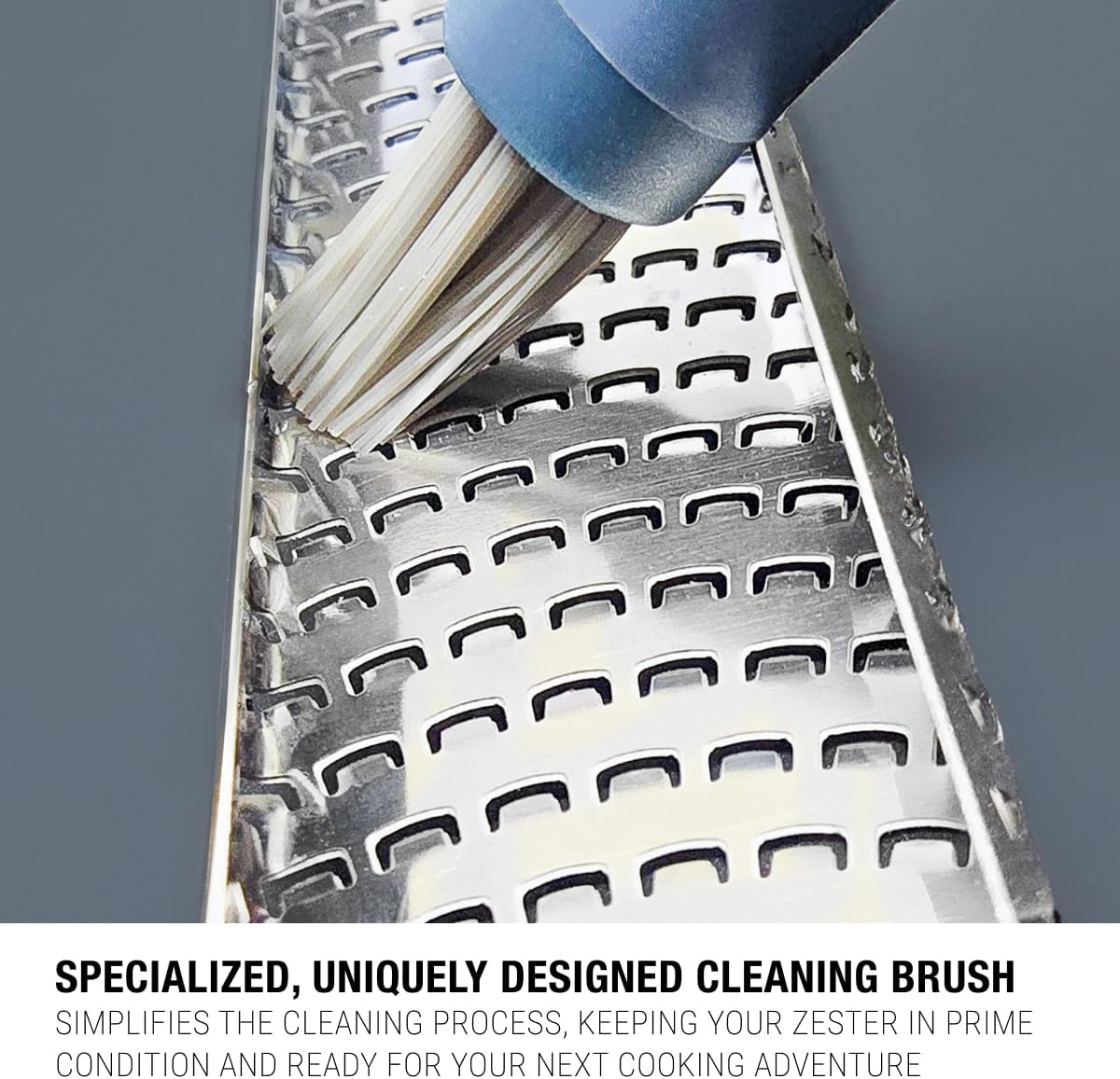 Home Series Zester & Cleaning Brush - Stainless Steel Citrus, Cheese, Ginger, Chocolate, Nutmeg Grater - Soft-Touch Handle - Made in USA - Rosemary Green