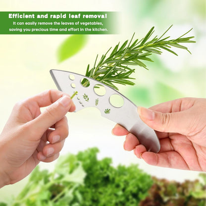 Herb Stripper Tool 9 Holes, Stainless Steel Kitchen Herb Stripping Tool with Scissor, Metal Leaf Pealer for Kale, Chard, Collard Greens, Rosemary, Thyme, Parsley(COLOR:Silver)