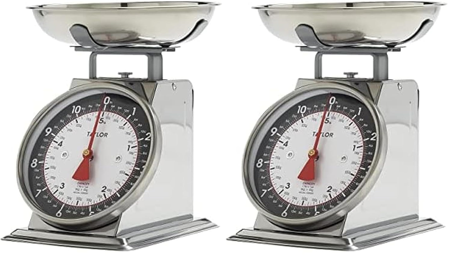 Mechanical Kitchen Food Scale with Bowl, Weighs Up to 11lbs, Measures in Grams and Ounces, Analog Cooking Scale for Baking, Black and Silver