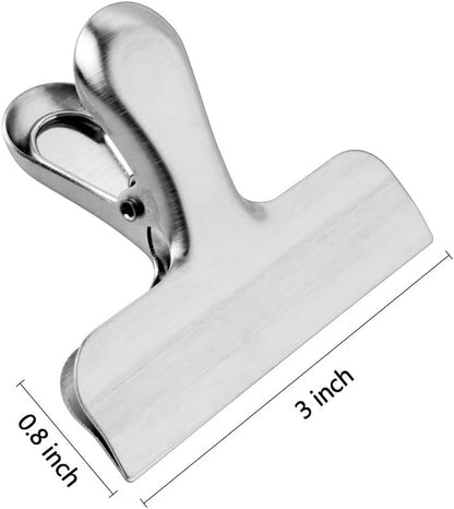 Chip Clips & Stainless Steel Heavy-Duty Food Bag Clips 8 Packs - Large and Durable with 3 Inch Wide, Perfect for Air Tight Seal Grips on Coffee,Food & Bread Bags,Office Kitchen Home Usage