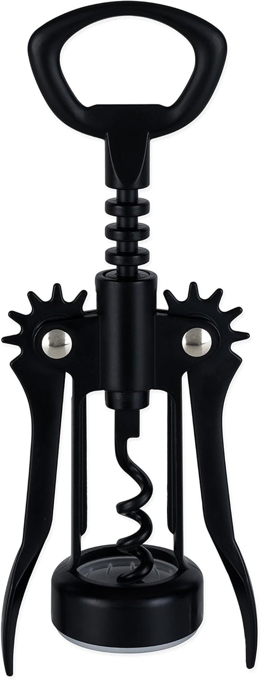 Soar Winged Corkscrew Wine Opener, Multi-Purpose Bottle Opener for Beer and Soda, Stainless Steel with Chrome Finish, Easy to Remove Cork for Bartenders, Home Bar, Kitchen, Set of 1, Matte Black