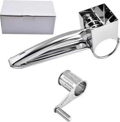 Rotating Cheese Slicer, 7.8 Inch x 4.5 Inch x 3.2 Inch Stainless Steel Grater Shred Machine for Vegetables, Cheese and Lemon (1)