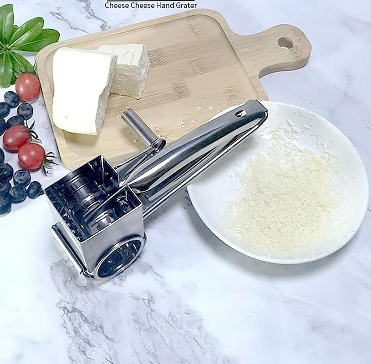 Rotating Cheese Slicer, 7.8 Inch x 4.5 Inch x 3.2 Inch Stainless Steel Grater Shred Machine for Vegetables, Cheese and Lemon (1)