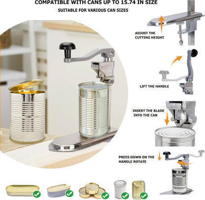 Commercial Can Opener Heavy Duty,27.5” Manual Can Opener for Large Cans Up to 17.7”, Tabletop Industrial Can Opener with Replaceable Blade for Restaurants, Bars, Canteens