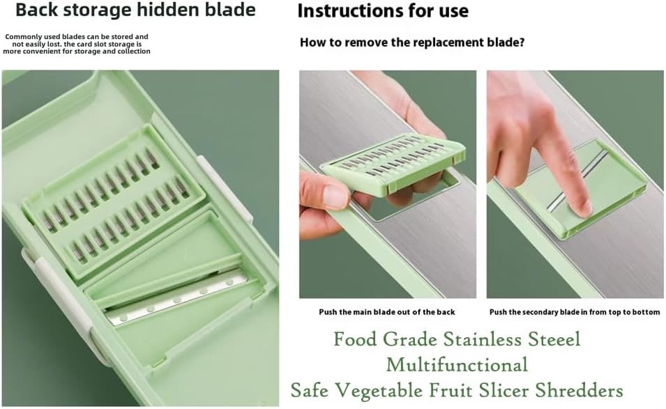 Mandoline Slicer & Vegetable Cutter – 6-in-1 Manual Food Chopper with Container – Stainless Steel Blades for Onions, Fruits & Vegetables – BPA-Free, Dishwasher Safe, Non-Slip Base, Easy Meal Prep