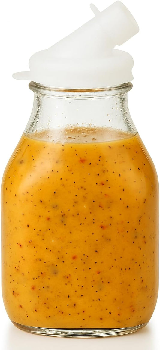 16oz Salad Dressing Shaker Bottle – Glass Bottle Salad Dressing Dispenser Container with Tamper-Proof Lid – Salad Dressing Container - 1 Pack