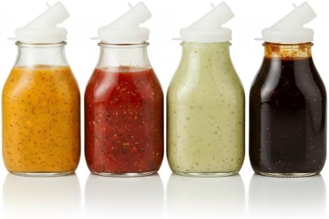 16oz Salad Dressing Shaker Bottle – Glass Bottle Salad Dressing Dispenser Container with Tamper-Proof Lid – Salad Dressing Container - 1 Pack