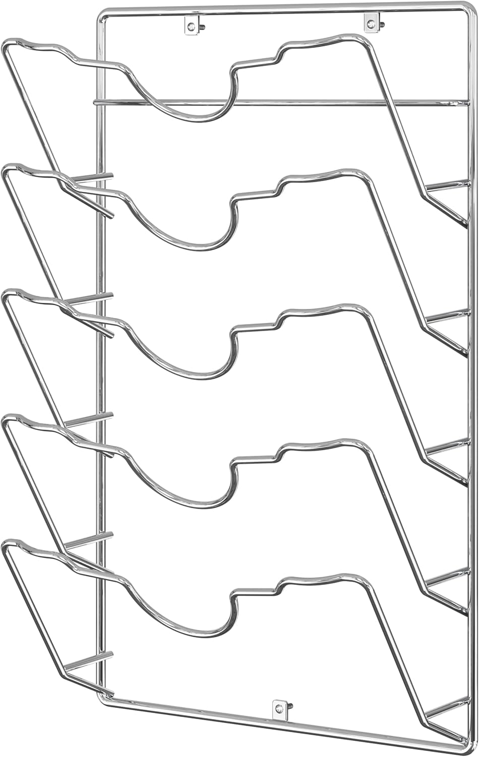 Wall Door Mounted Pot Lid Rack Organizer, Chrome Finish | 9.5" W x 4.5" D x 17.2" H Shelf