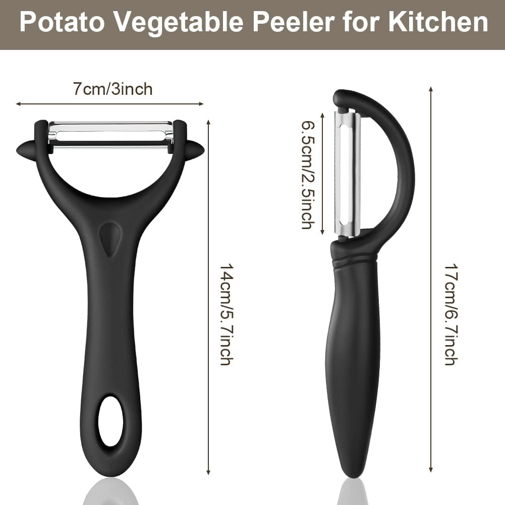 2PCS Potato Peeler, Y-Shaped Swivel Vegetable Peeler, Green + Black