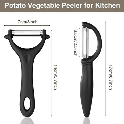 2PCS Potato Peeler, Y-Shaped Swivel Vegetable Peeler, Green + Black