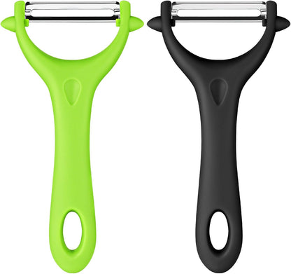 2PCS Potato Peeler, Y-Shaped Swivel Vegetable Peeler, Green + Black