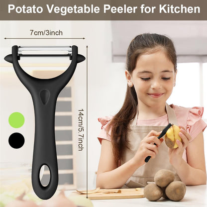 2PCS Potato Peeler, Y-Shaped Swivel Vegetable Peeler, Green + Black