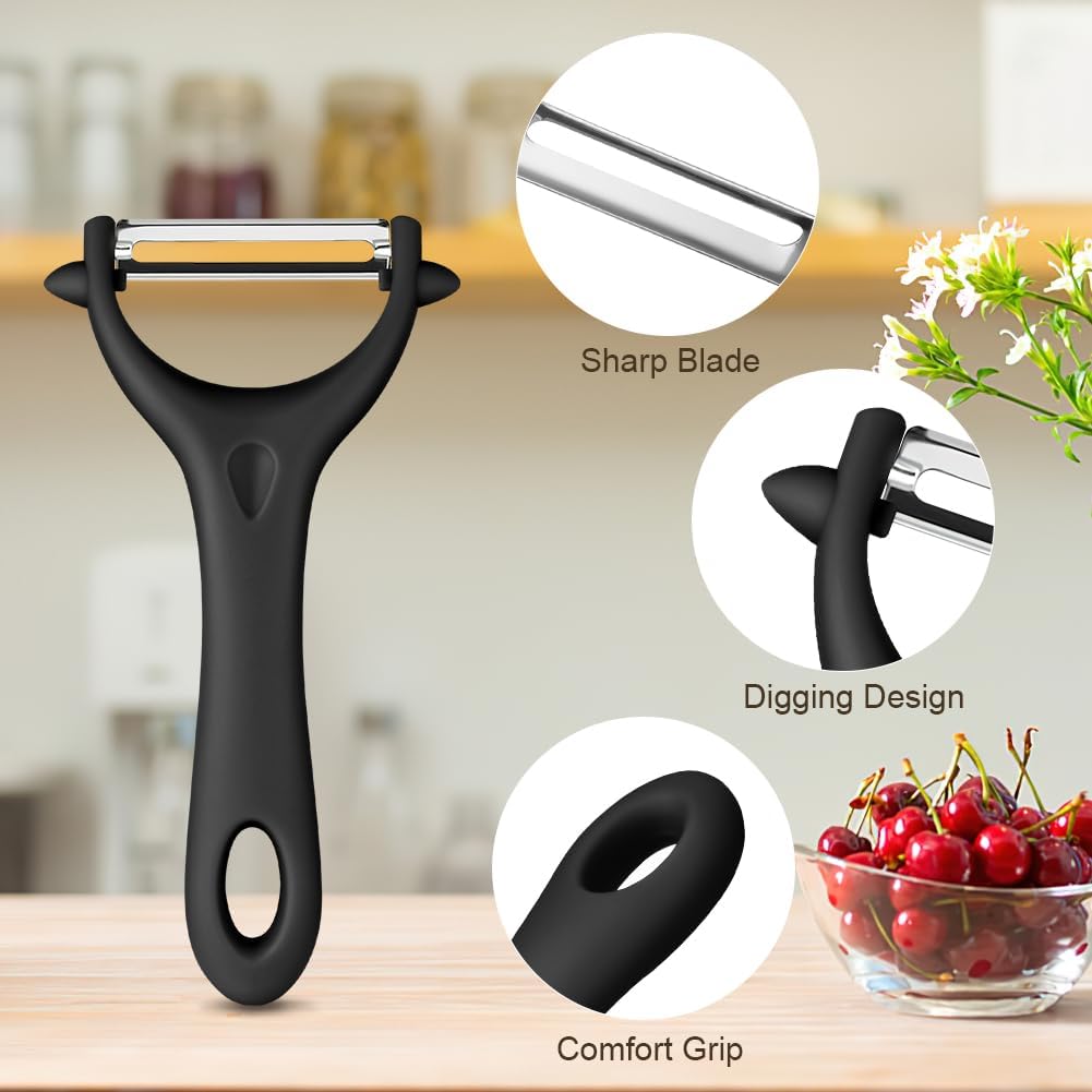 2PCS Potato Peeler, Y-Shaped Swivel Vegetable Peeler, Green + Black