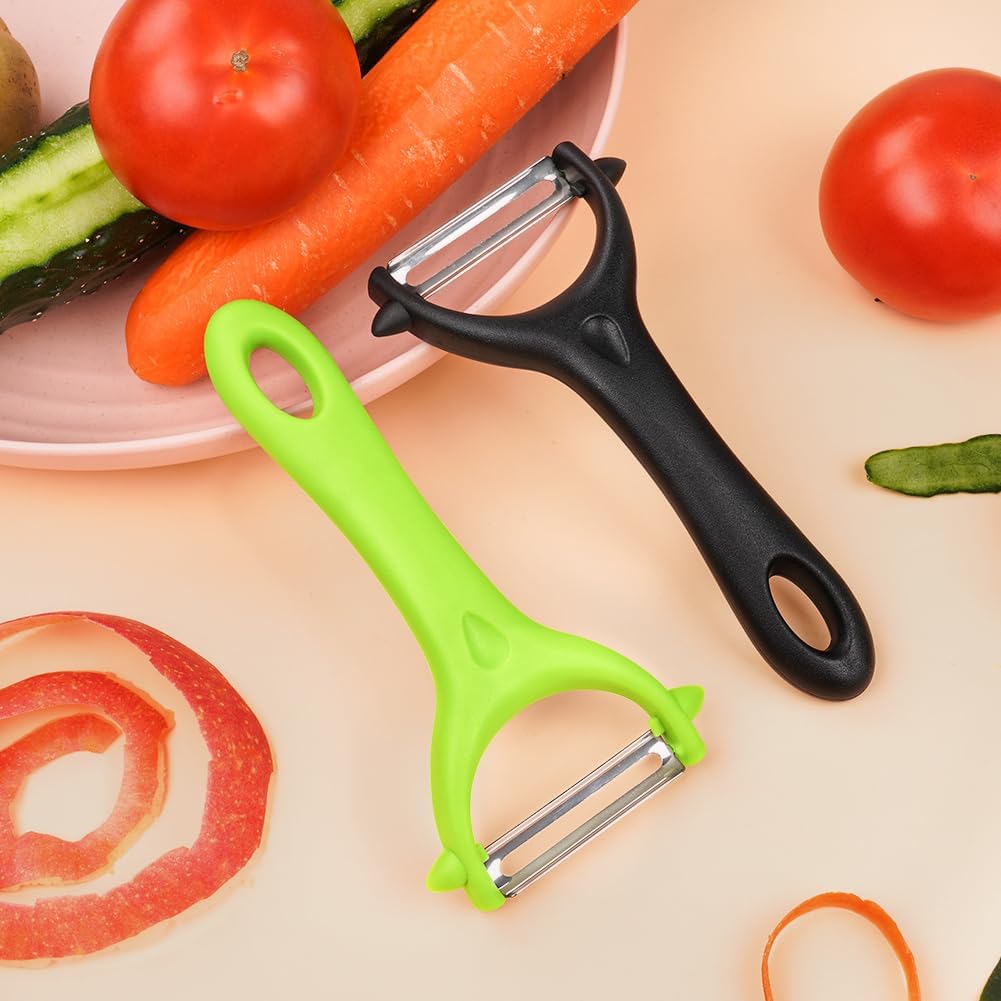 2PCS Potato Peeler, Y-Shaped Swivel Vegetable Peeler, Green + Black