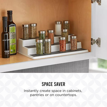 3-Tier Cabinet Spice Rack Organizer, 10 Inch Tiered Shelf Riser for Kitchen Cabinets, Pantry, and Countertop - Holds Spices, Seasonings, Oils, and Condiments